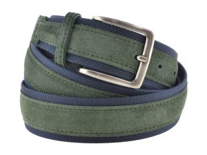 Cintura uomo tela e camoscio verde e blu Cintura uomo tela e camoscio verde e blu